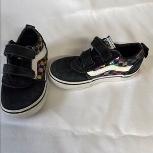 Vans Kids Black with Multicolor Checkered Sneakers